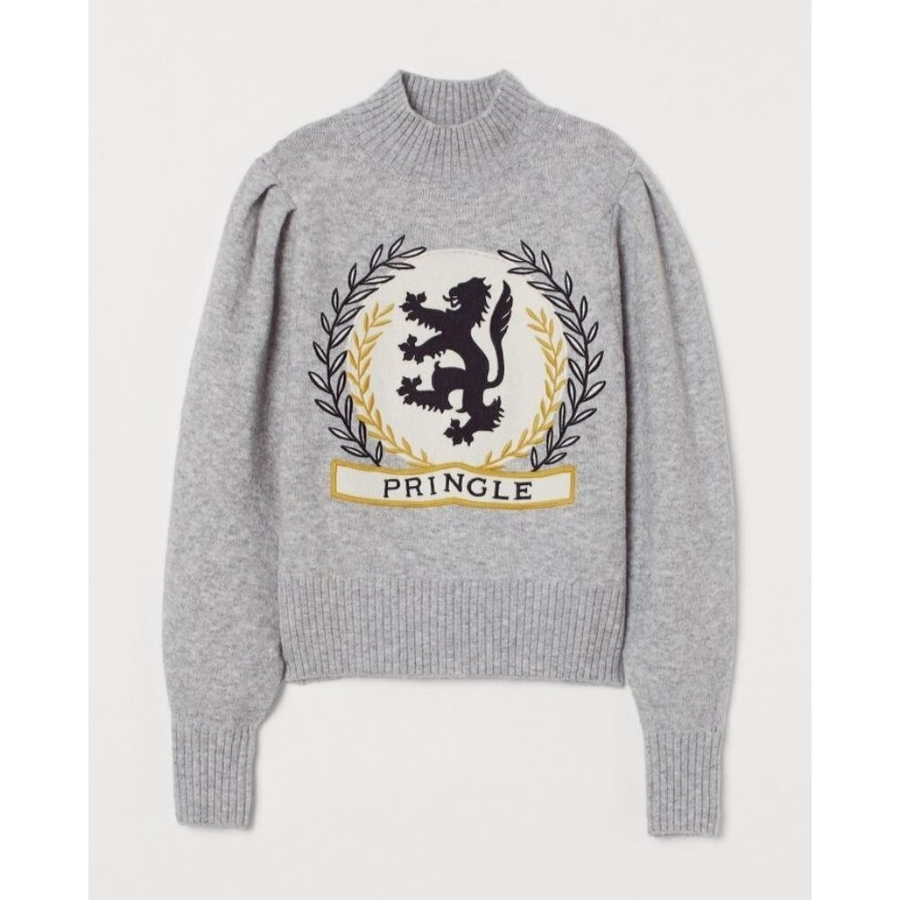 H&M X Pringle of Scotland‎ Knit Mock-Turtleneck Sweater Collaboration Gray Sz XS